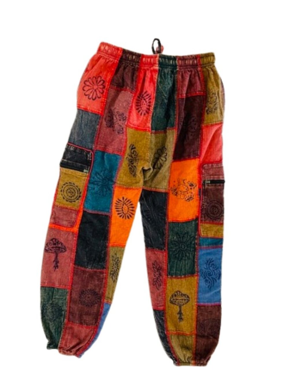 Vintage Mushroom Patchwork Harem Pants 100% Cotton Festival Boho Fairycore S/M - Picture 9 of 10